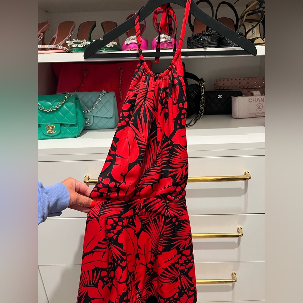 Saint Laurent Red and Black Jumpsuit Rare Tropical